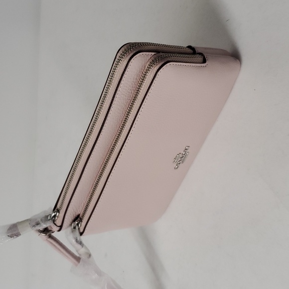 NWT Coach C5610 Double Zip Leather Wallet Silver/Ice Pink(Firm Price - Last One) - Picture 3 of 12